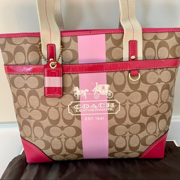 Coach Handbags - Coach Heritage Stripe Travel Tote